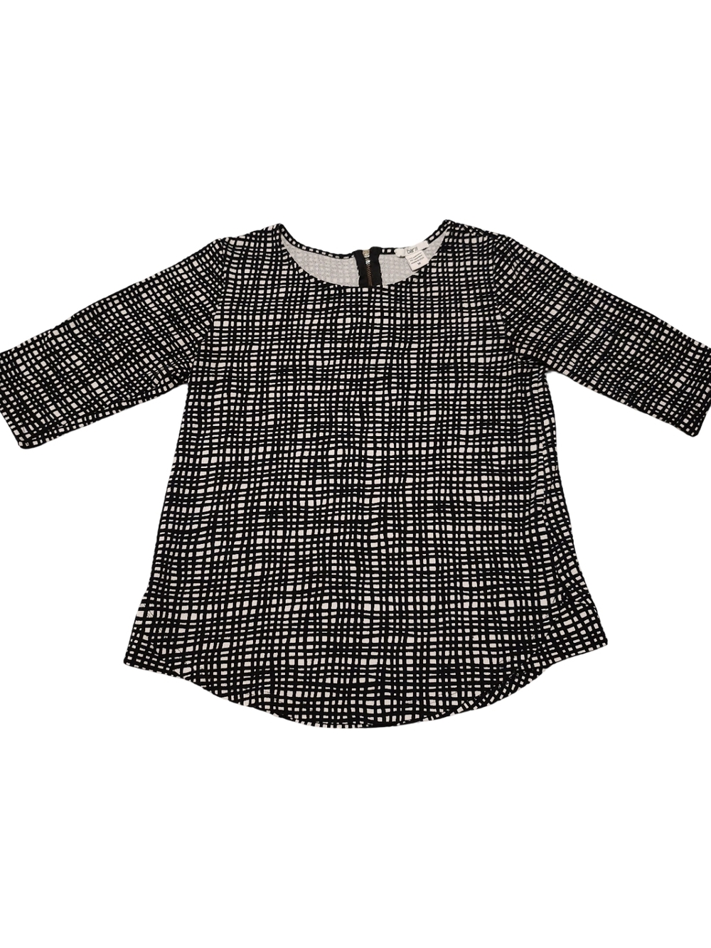 Bar III Black and White Grid Print Blouse